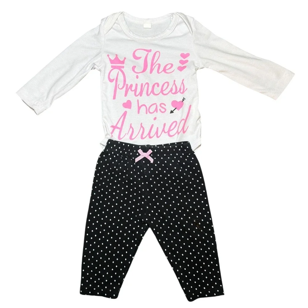 Baby Girl Outfit Lot 6 Pc 0-3M 3-6M Bodysuit Leggings Set Pink Floral‎ Polka